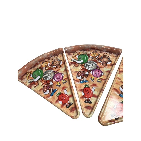 VTG Deborah Mallow Pizza Slice Shaped Party Topping Plates Plastic Set 3 *Read* - Picture 2 of 8